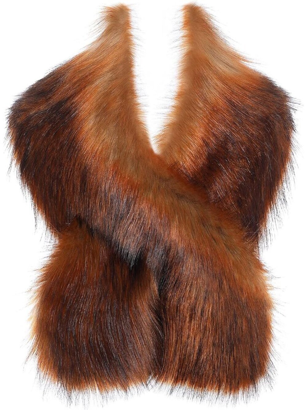 Babeyond Women's Russet Faux Fur Shawl Synthetic Stylish Collar Wrap Scarf